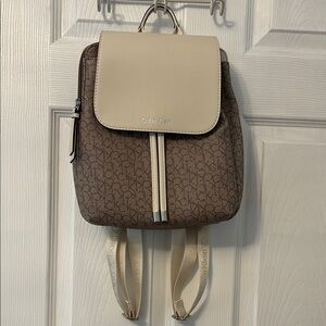 Calvin Klein Cream and Brown Women's Backpack